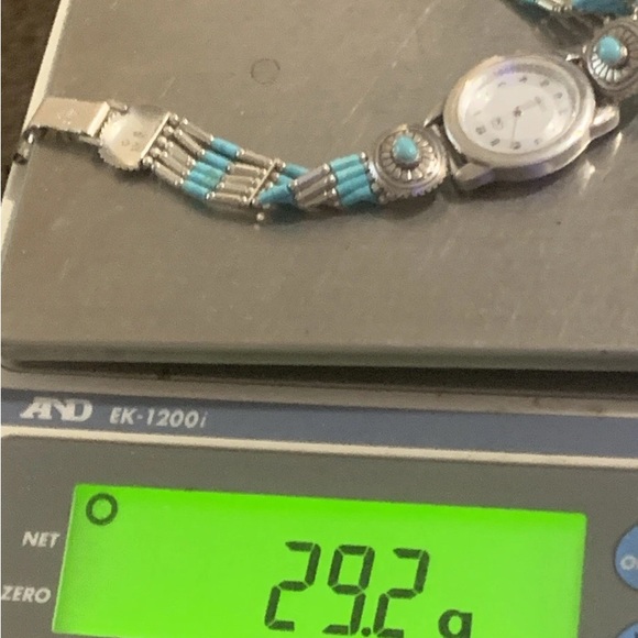 Vintage Signed Carolyn Pollock  Sterling Turquoise Watch